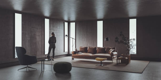 istock Lonely woman in living room 1713802429
