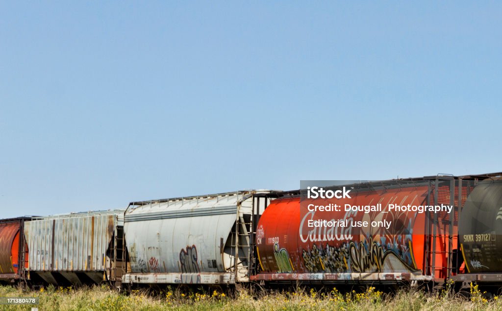 Grãos Hopper carros Com Graffiti - Foto de stock de Canadian National Railway royalty-free