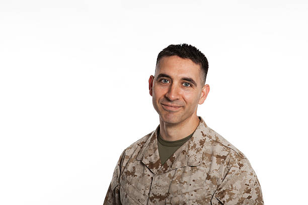 Smiling Marine Marine smiling in his cammies. crew cut stock pictures, royalty-free photos & images