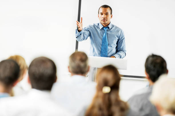 istock African-American man having a public speech. 171380776