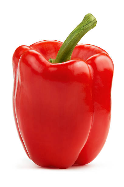 pimiento rojo sobre blanco - pepper vegetable bell pepper red bell pepper fotografías e imágenes de stock