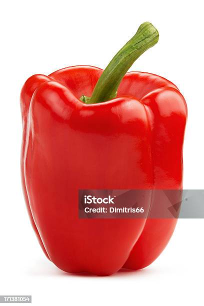 Red Bell Pepper On White Stock Photo - Download Image Now - Red Bell Pepper, Bell Pepper, Pepper - Vegetable