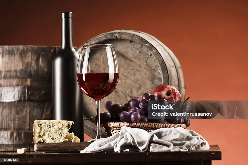 Red wine composition Cheese Stock Photo