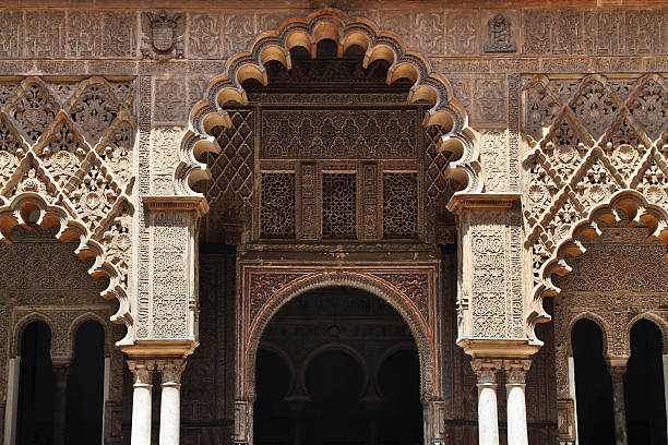 예식장 de las doncellas, 참되다 alcázar, 스페인 세비야 - seville alcazar palace sevilla arch 뉴스 사진 이미지