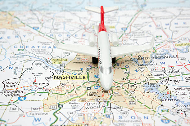 avião de nashville tennessee mapa de estradas - tennessee map usa nashville imagens e fotografias de stock