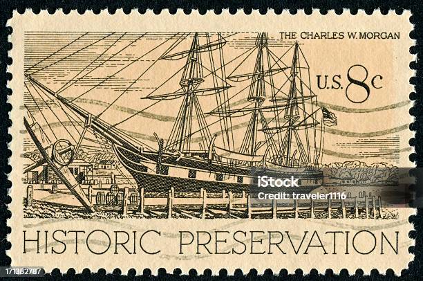 Charles W Morgan Ship Stamp Stock Photo - Download Image Now - Ship, Whaling, King - Royal Person