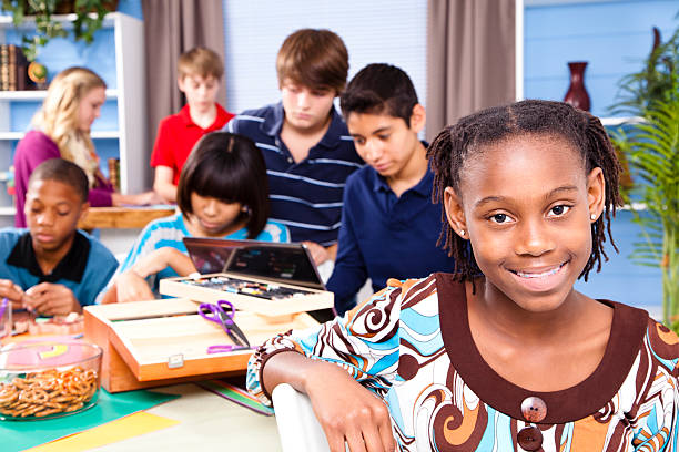 istock Pre-teen students at home working on school project 171382890