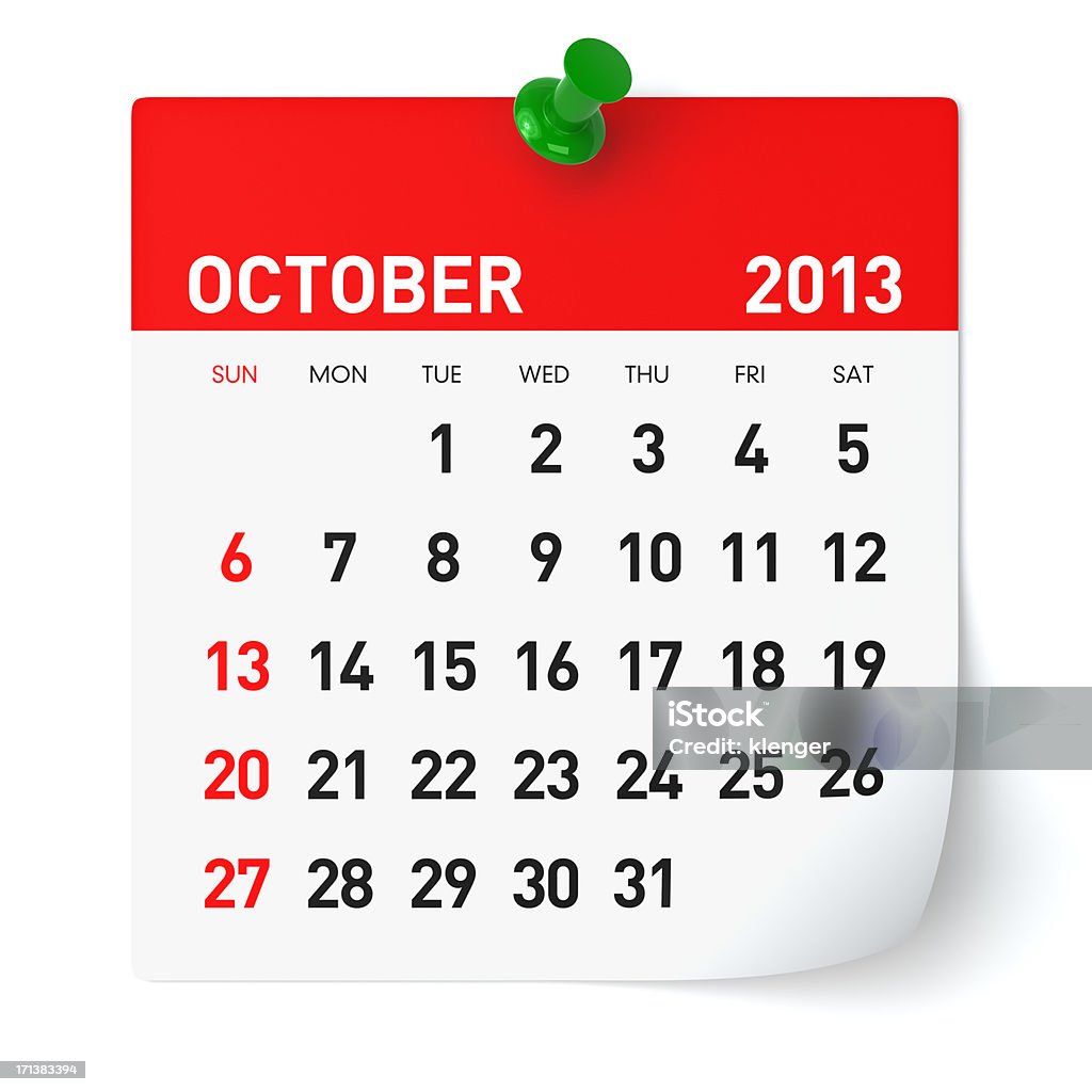 Октября 2013 Календарь - Стоковые фото 2013 роялти-фри