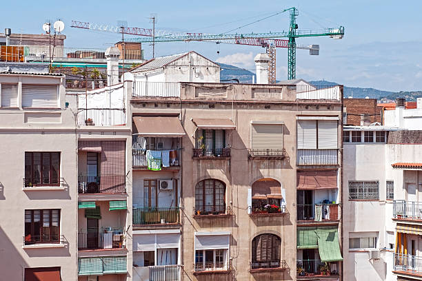 Typical  architectural details in the city center of the Barcelona, Spain