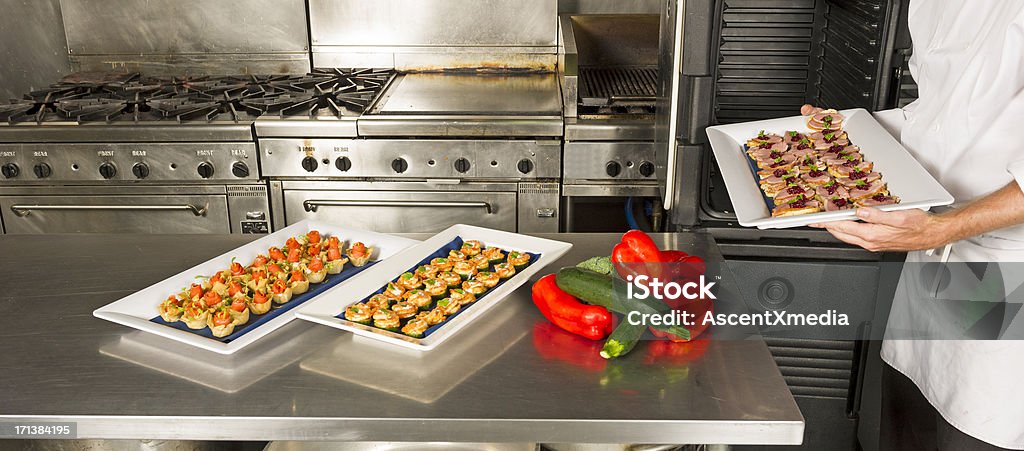Professional Chef Professional Chef plating gourmet canapes Food Stock Photo