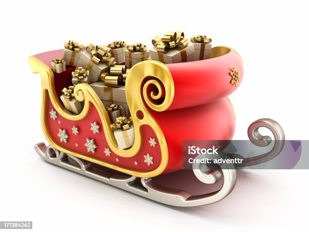 Santas Sleigh Foto de stock y más banco de imágenes de Tridimensional - Tridimensional, Navidad, Trineo - Tirado por animales