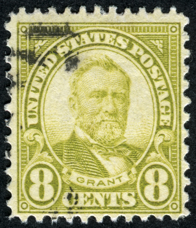 Cancelled Stamp From The United States Featuring The 18th President Of The United States, Ulysses S. Grant.  Grant Lived From 1822 Until 1885.