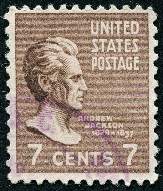 andrew jackson stamp - president postage stamp profile usa foto e immagini stock