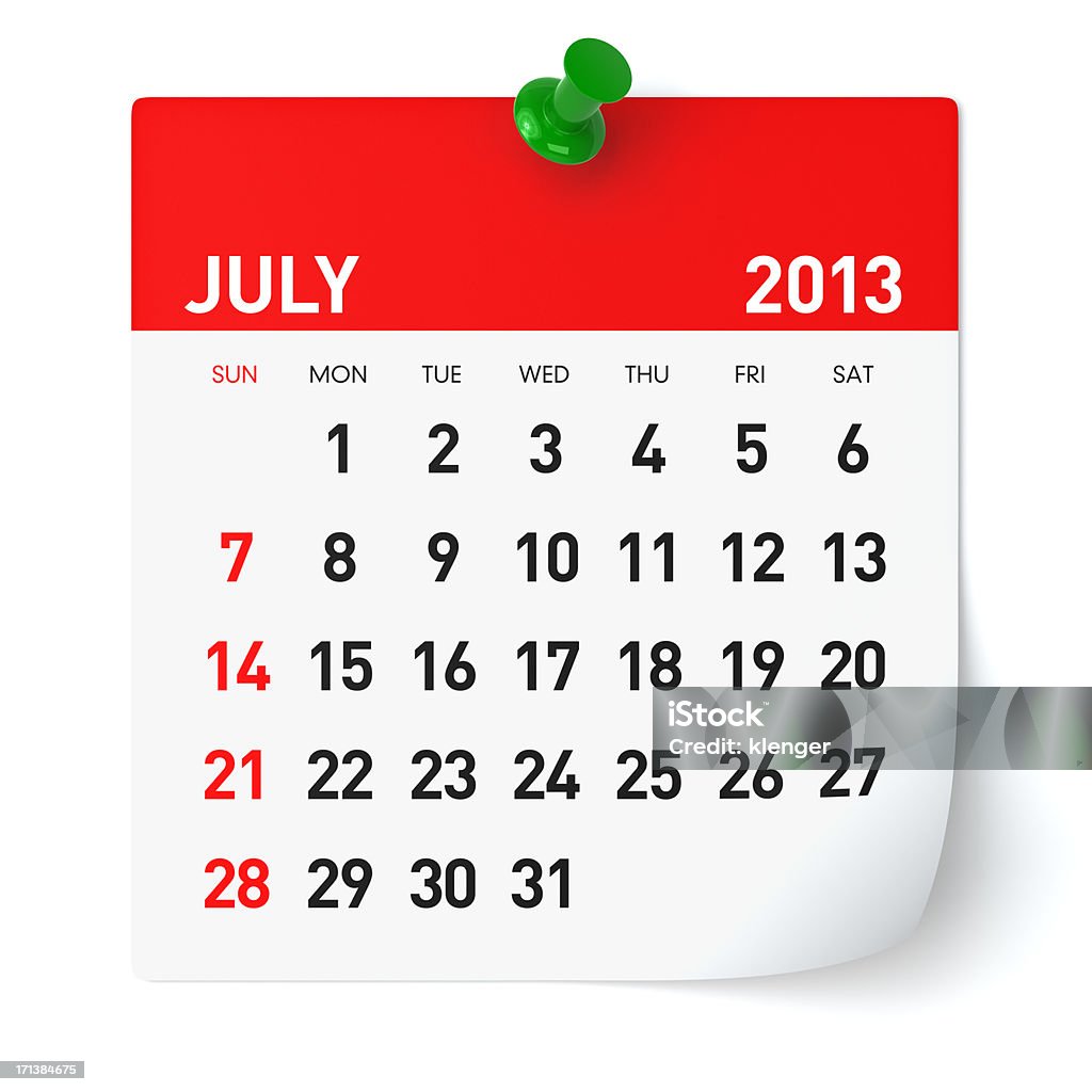 2013 年 7 月のカレンダー - 2013年のロイヤリティフリーストックフォト
