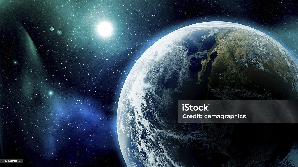Erde und Stars im Raum - Lizenzfrei Planet Erde Stock-Foto