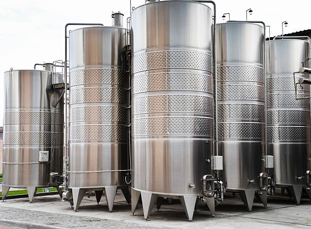 wine vats on the winery stock photo