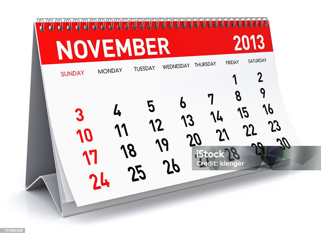 Novembro de 2013-calendário - Royalty-free 2013 Foto de stock