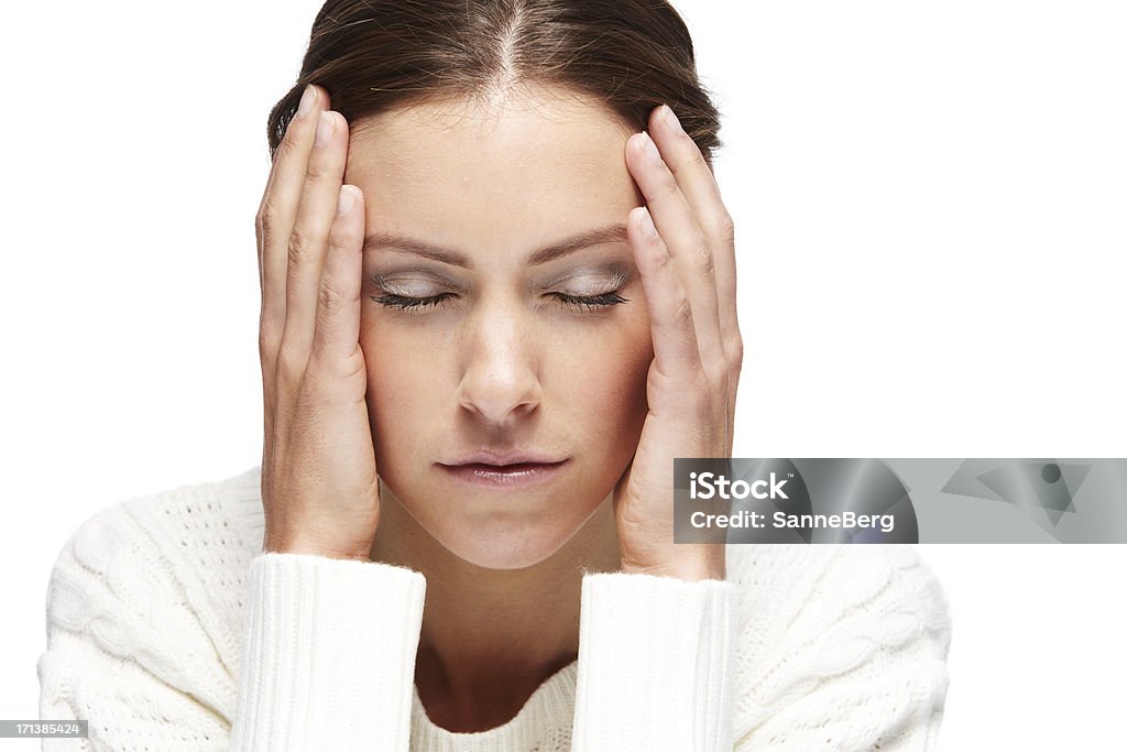 Giovane donna avendo un mal di testa - Foto stock royalty-free di 2000-2009
