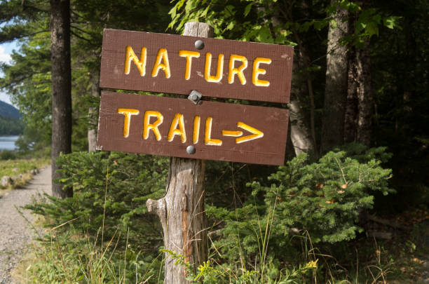 istock nature trail sign for hikers 171385582