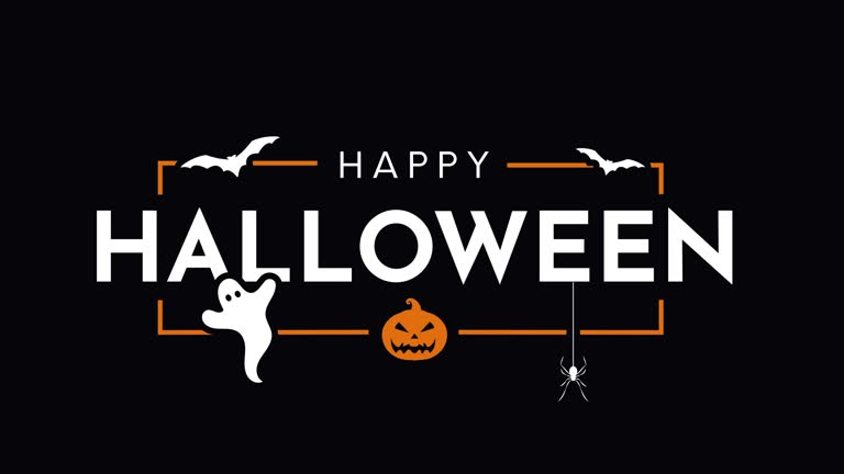 Happy Halloween card, banner. 4k animation