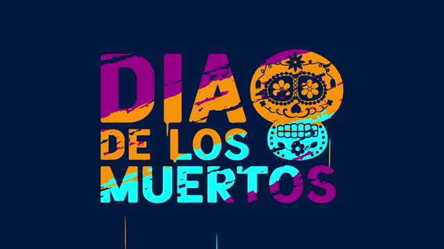 Dia De Los Muertos melting. Day of the Dead poster. 4k