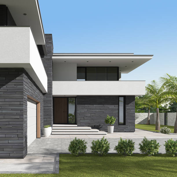 istock Modern Luxurious Villa with garden. 1713914878