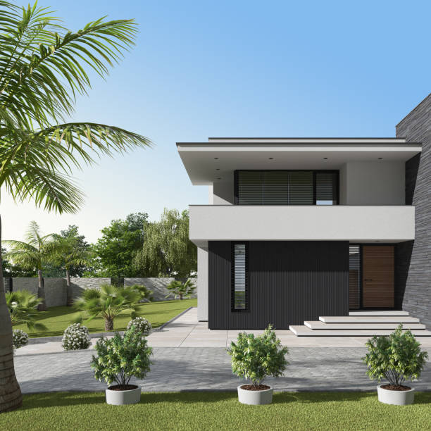 istock Modern Luxurious Villa with garden. 1713914880