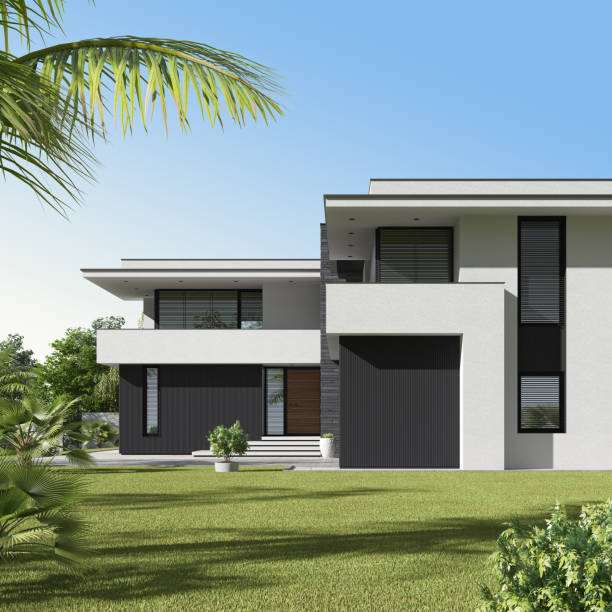 istock Modern Luxurious Villa with garden. 1713915929
