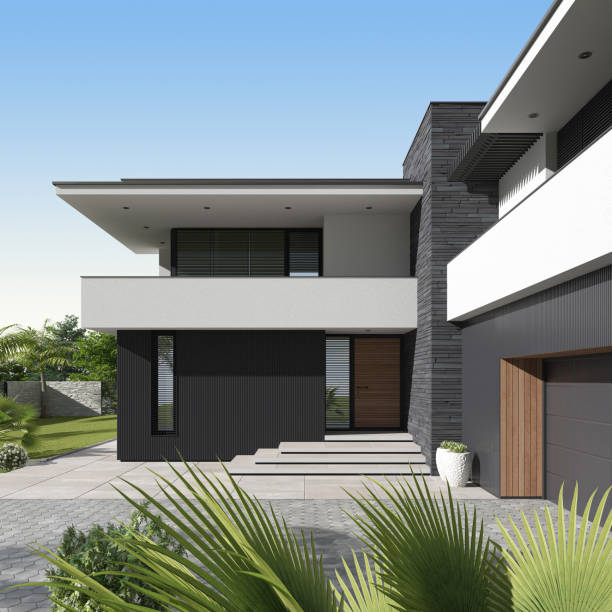 istock Modern Luxurious Villa with garden. 1713915935