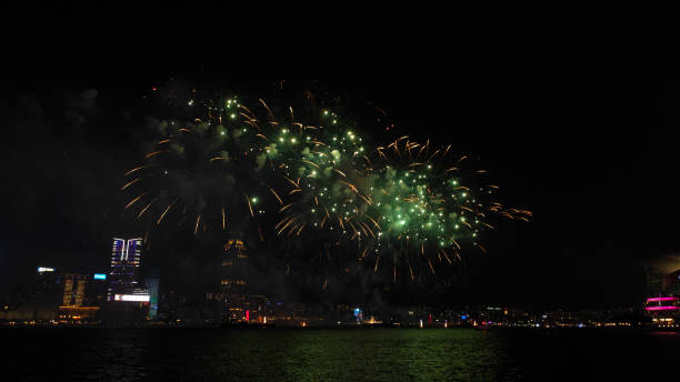 istock Fireworks display at Victoria Harbor, Hong Kong 1713942271