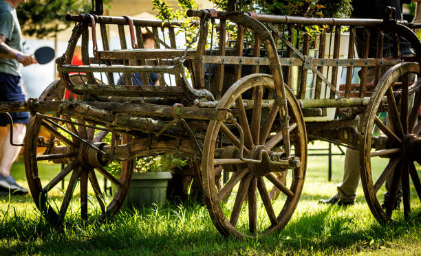 Old wooden cart in the courtyard