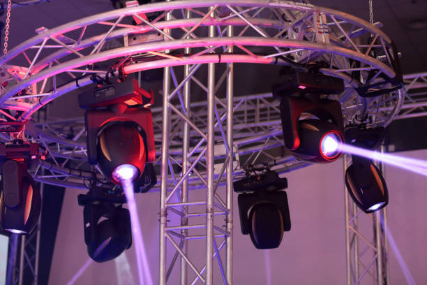 istock LED stage lighting moving heads hanging on truss 1714008770