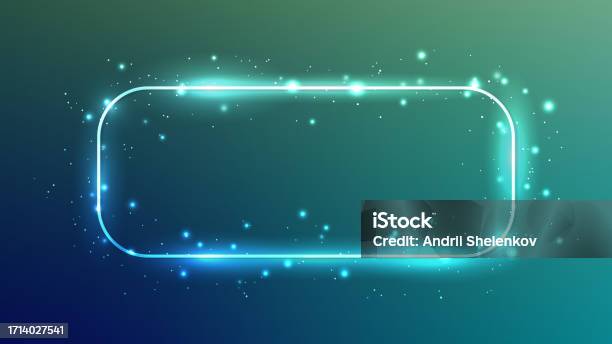 Neon Rounded Rectangle Frame With Shining Effects And Sparkles Stock ...