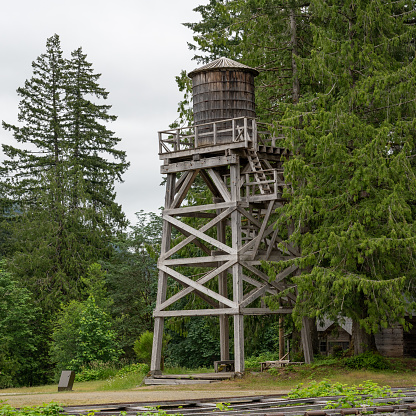 Old wooden water tower.