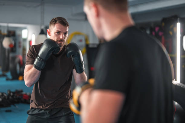 istock Caucasian Male Boxer Working Hard 1714038068
