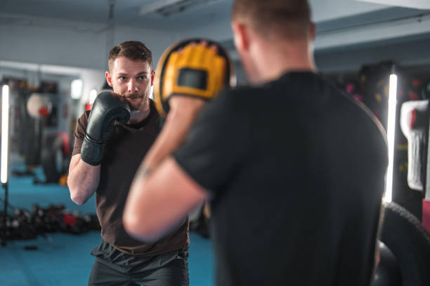 istock Caucasian Male Boxer Working Hard 1714038071