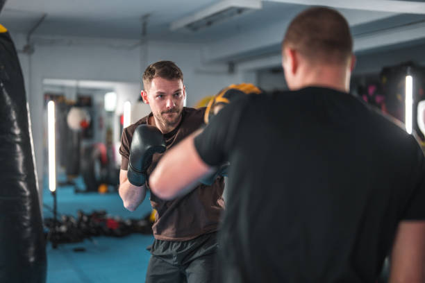 istock Caucasian Male Boxer Working Hard 1714038079