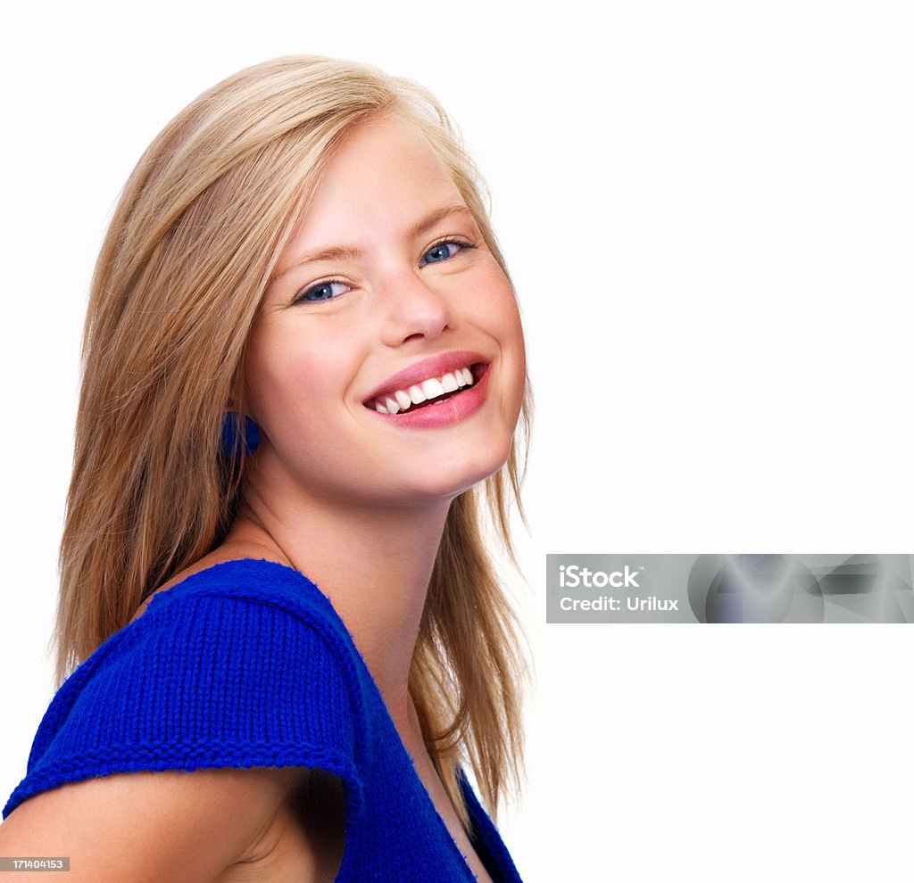 幸せな若い女性がカメラ目線 - カメラ目線のロイヤリティフリーストックフォト