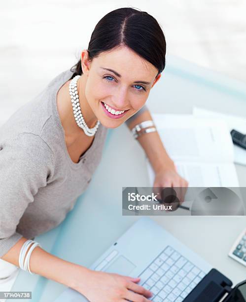 Smiling Young Business Womanworking With Laptop Stock Photo - Download Image Now - Adult, Adults Only, Beautiful People