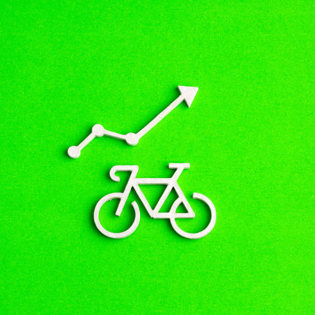 istock Bicycle icon on green background - Concept of increasing bicycle value 1714073658