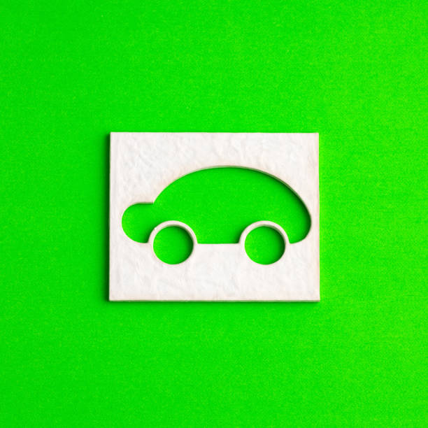 istock eco car icon on green color background - clean environment concept 1714075251