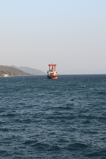 cargo ship anchored in the sea