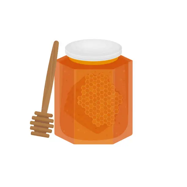 Vector illustration of Natural honey in a jar