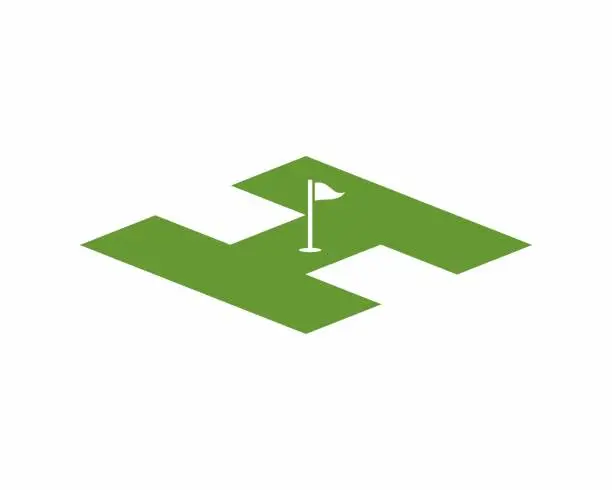 Vector illustration of H Letter with golf flag inside