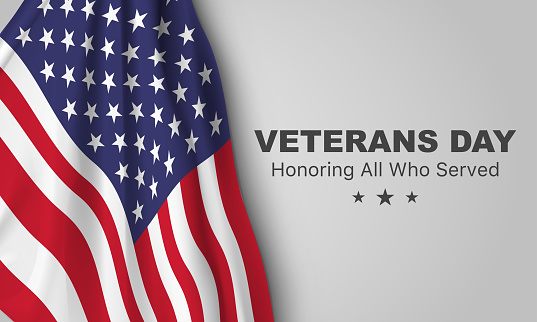 Veteran's day poster.Honoring all who served. Veteran's day illustration with american flag