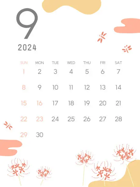 Vector illustration of This is the calendar for September 2024.