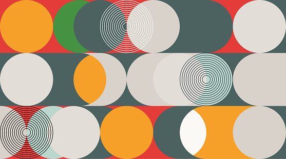 Vector Abstract Geometric Minimalism Colors Circle Seamless Pattern Background