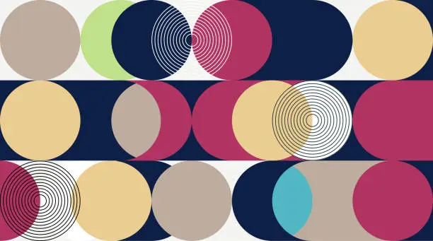 Vector illustration of Vector Abstract Geometric Minimalism Colors Circle Seamless Pattern Background
