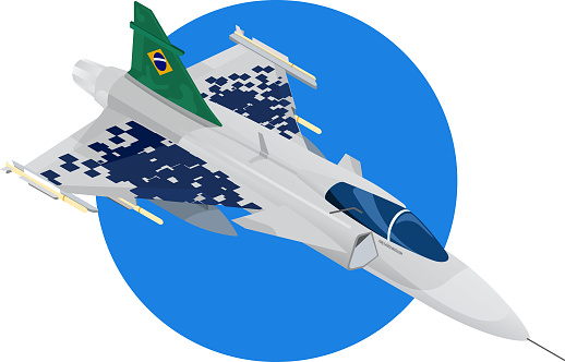 Supersonic air craft in isometric view - Brazilian Air Force - JAS-39C Gripen