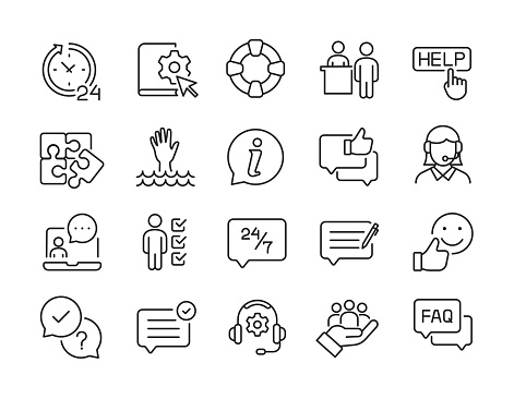 Support thin line icons. Editable stroke. For website marketing design, logo, app, template, ui, etc. Vector illustration.